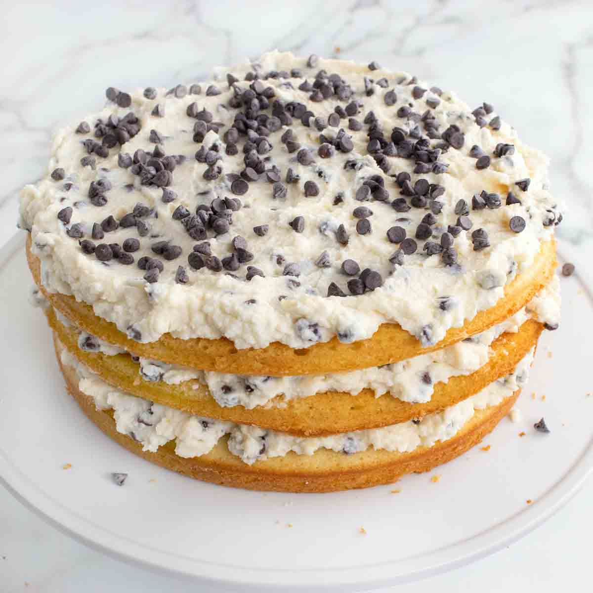 cannoli cake on a white platter