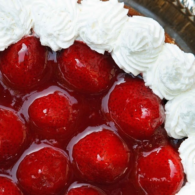 partial view of Mascarpone Strawberry Cheesecake