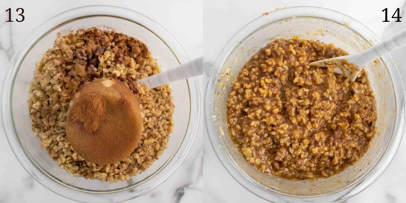 two images showing how to make the walnut filling