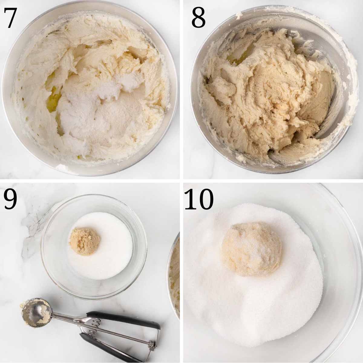 collage of images showing how to finish cookie dough and form cookies