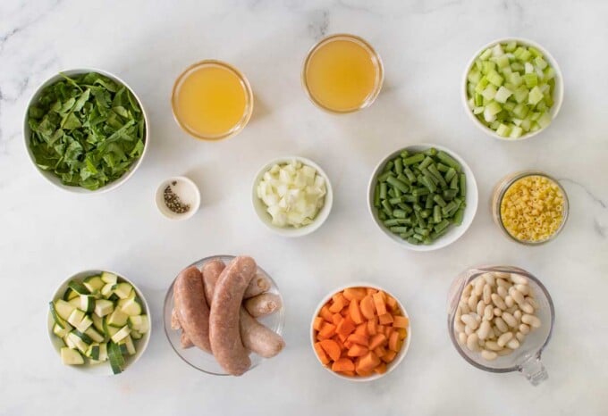 ingredients to make sausage and bean minestra