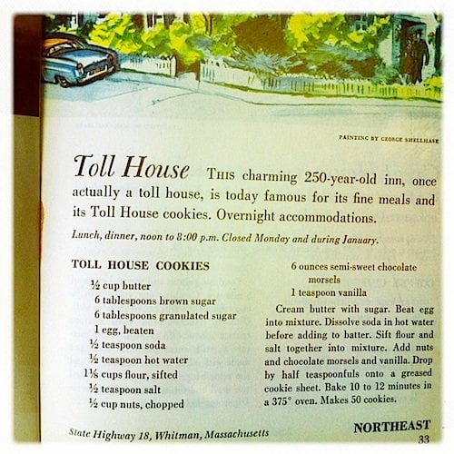 picture of the recipe for Toll House cookies from cookbook