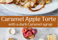 pinterest image for caramel apple torte