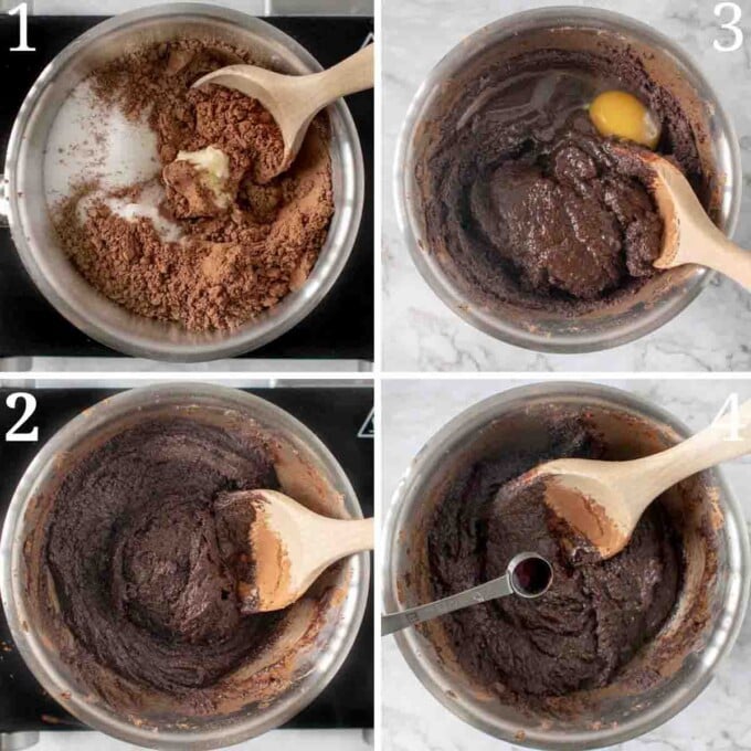 four images showing how to make brownies