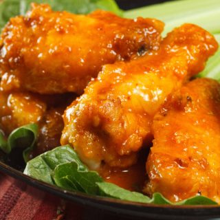 Lime buffalo wings with blue cheese dressing