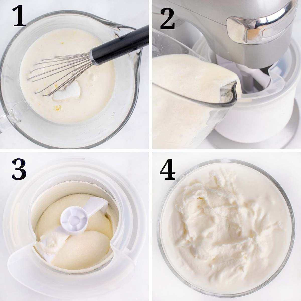 four images showing how to make gelato