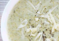 Pinterest image for broccoli cheddar soup.