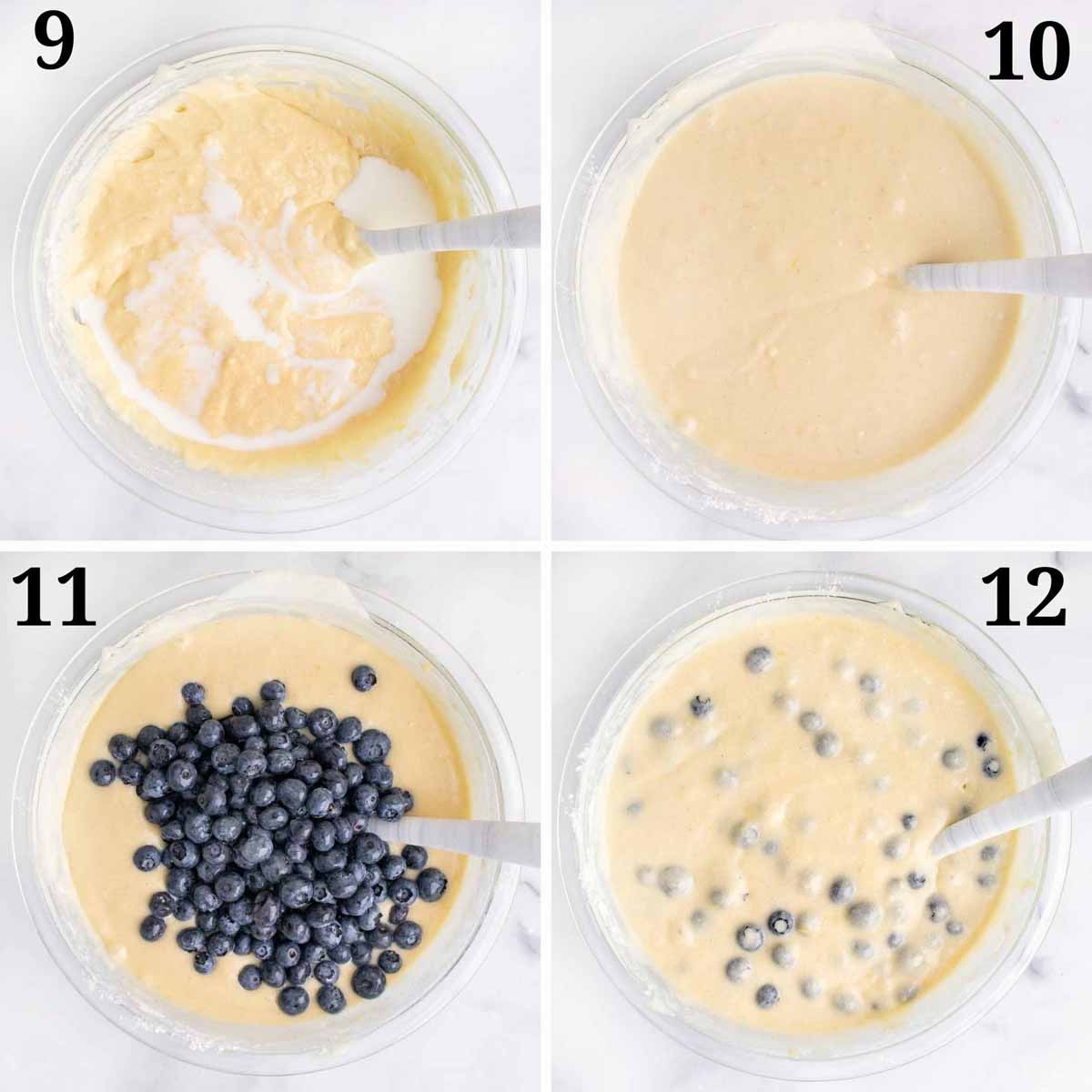 final four images showing how to finish the cake batter