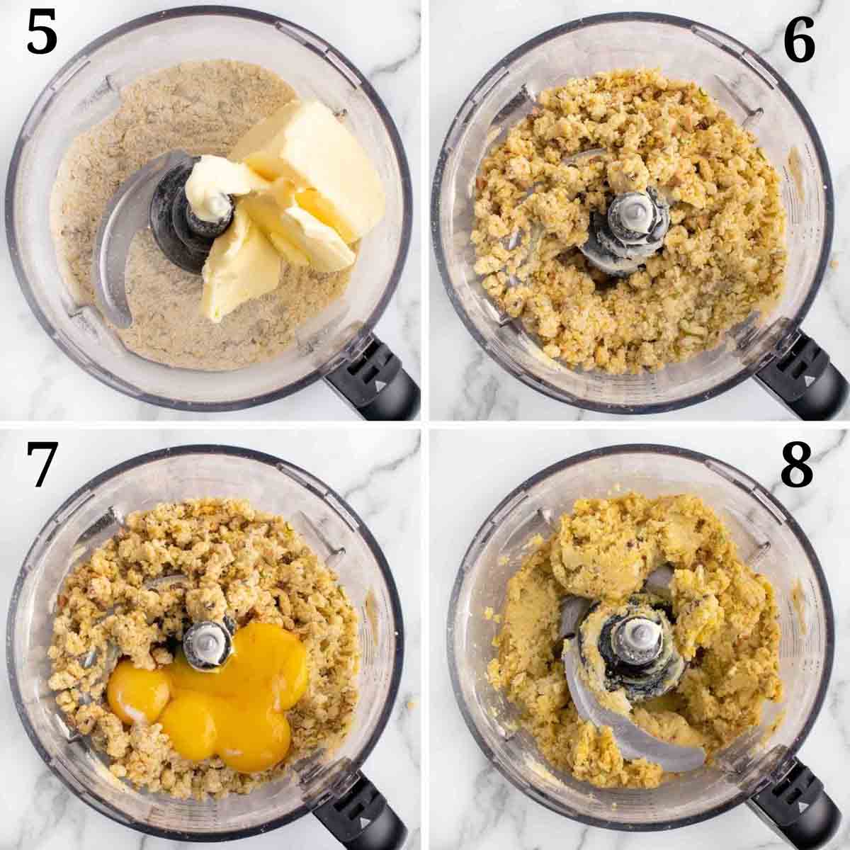 four images showing the next steps in making the cookies