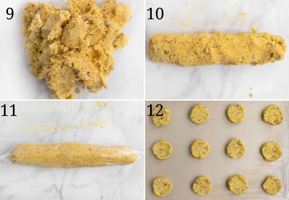 four images showing the final steps in making the cookies