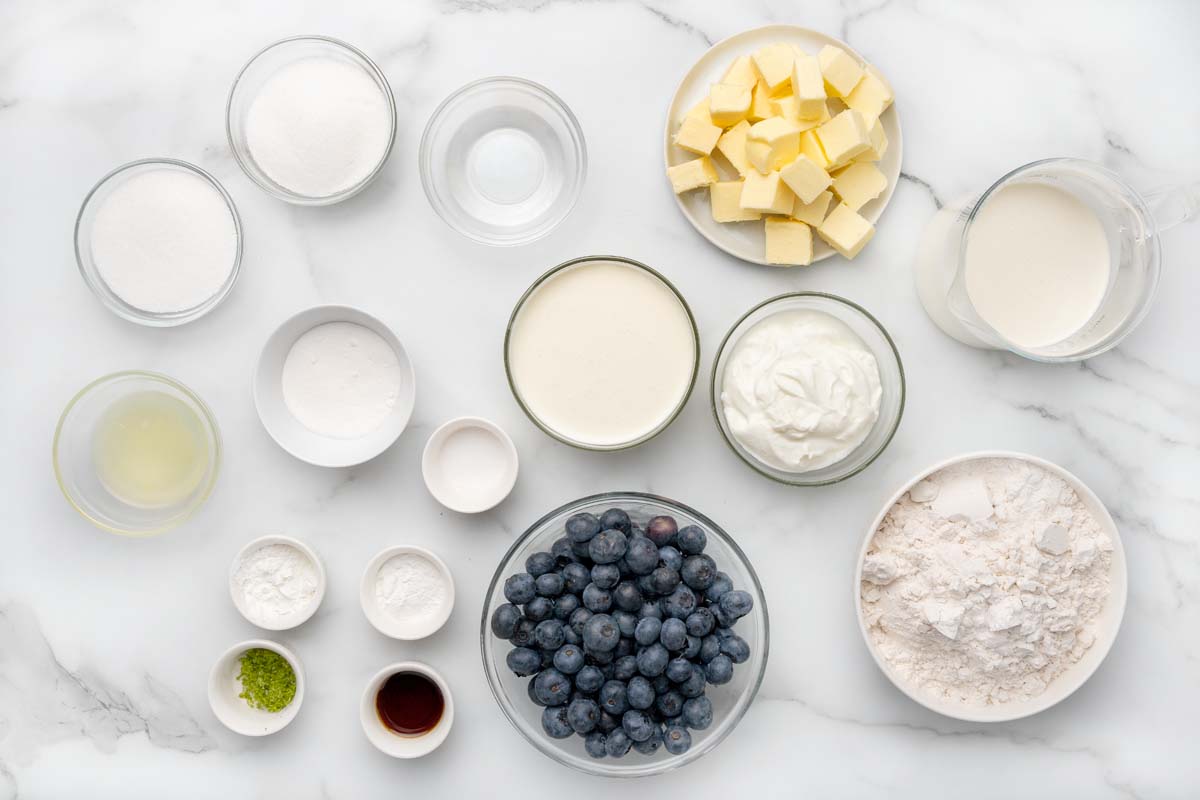 ingredients to make scones and toppings