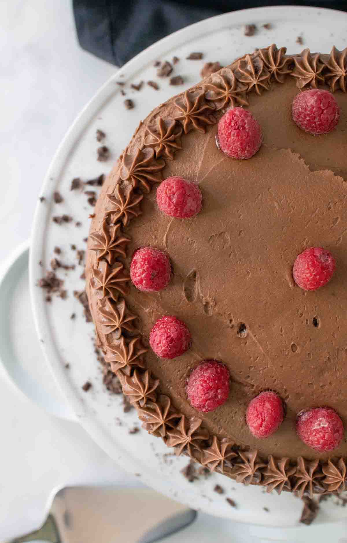 overhead partial view of Chocolate mousse cake