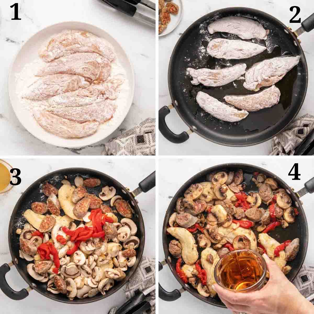 four images showing how to make Tuscan Chicken