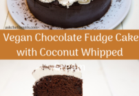 pinterest image for vegan chocolate fudge cake