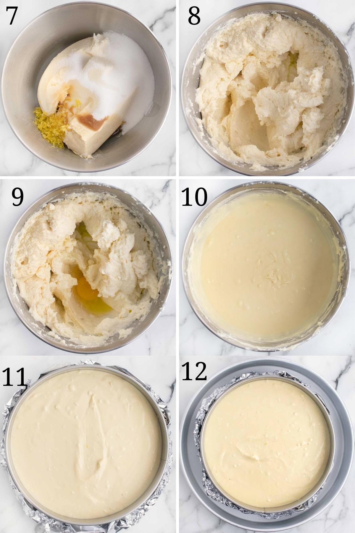 six images showing how to make a lemon cheesecake