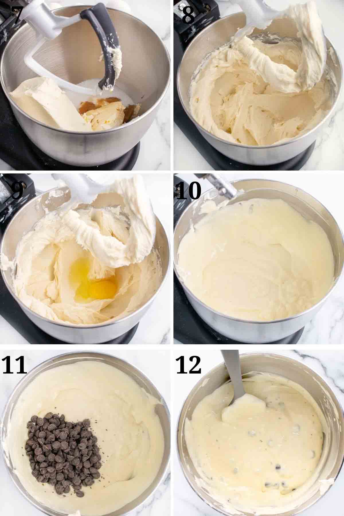 six images showing how to make the cheesecake filling