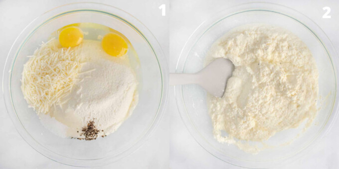 two images showing ricotta cheese mixture
