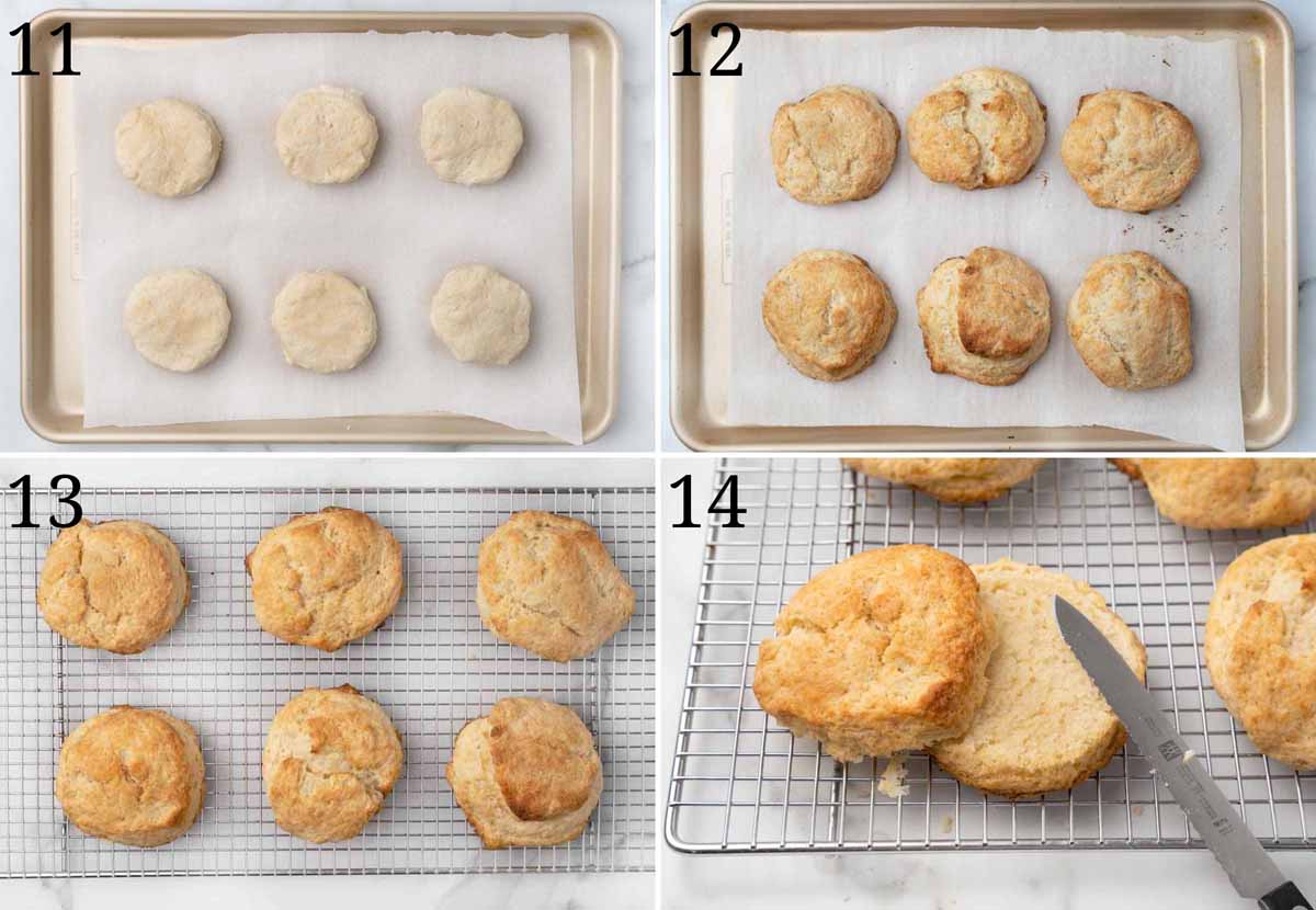 four images showing how to bake the shortcakes.
