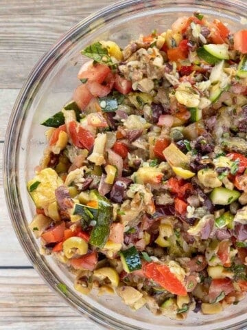 sicilian caponata in a glass bowl