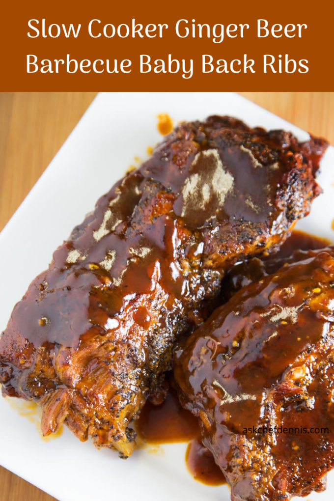 pinterest image for slow cooker barbecue baby back ribs