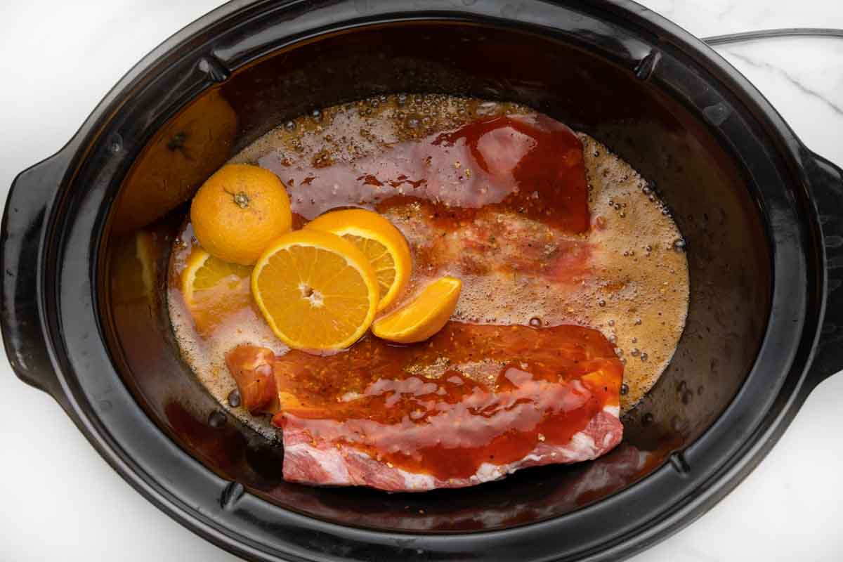 ribs and all ingredients in slow cooker