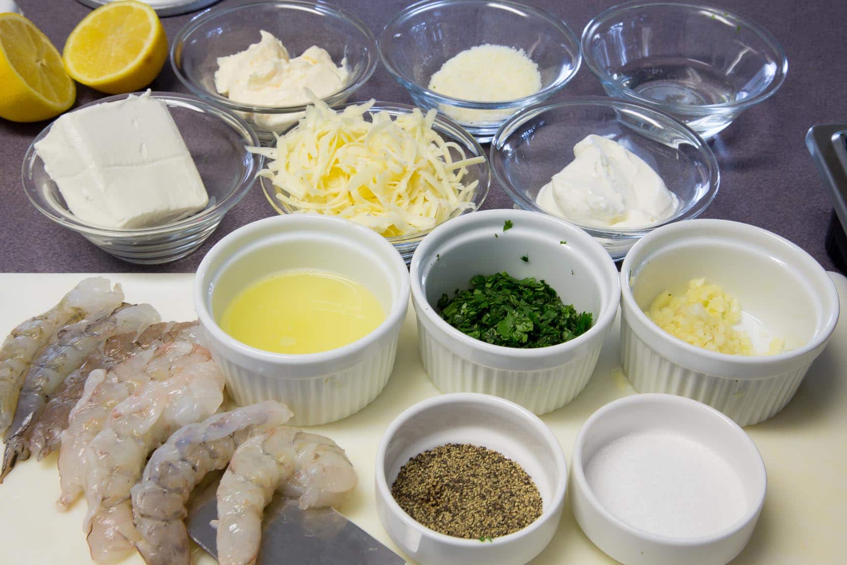 ingredients to make recipe in bowls and white ramekins