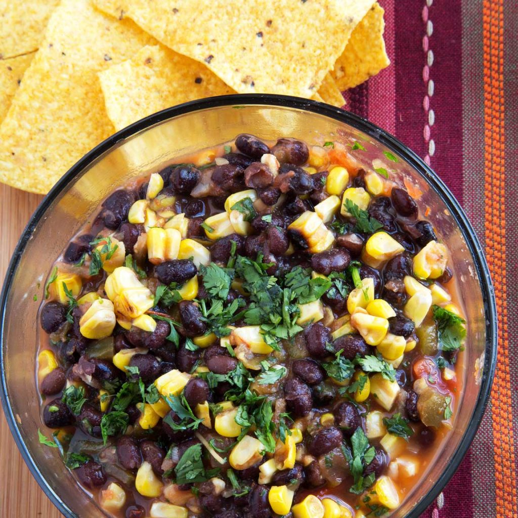 bowl of black bean and corn salsa