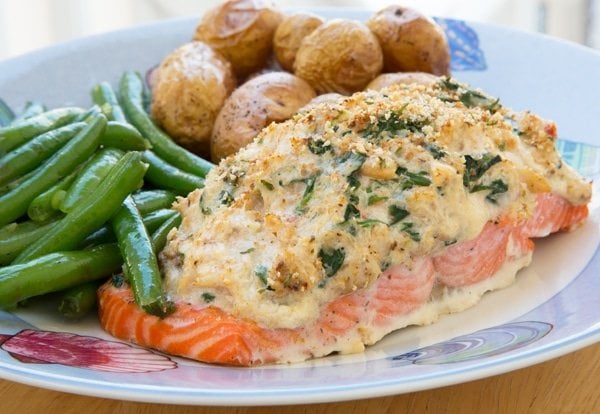 Stuffed Salmon With Crabmeat Cream Cheese Stuffing