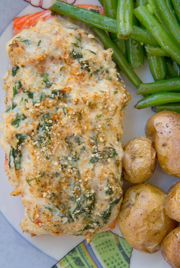 Stuffed Salmon- with crabmeat and cream cheese recipe. Perfect for any occasion!