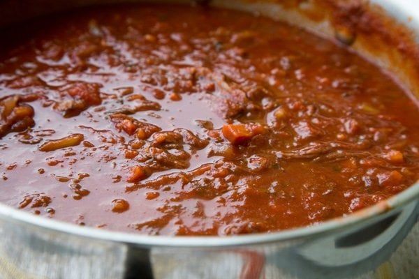 side view of pot of Wild Boar Ragu