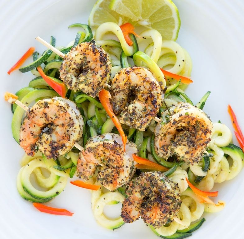 lemon, basil, shrimp, zucchini noodles