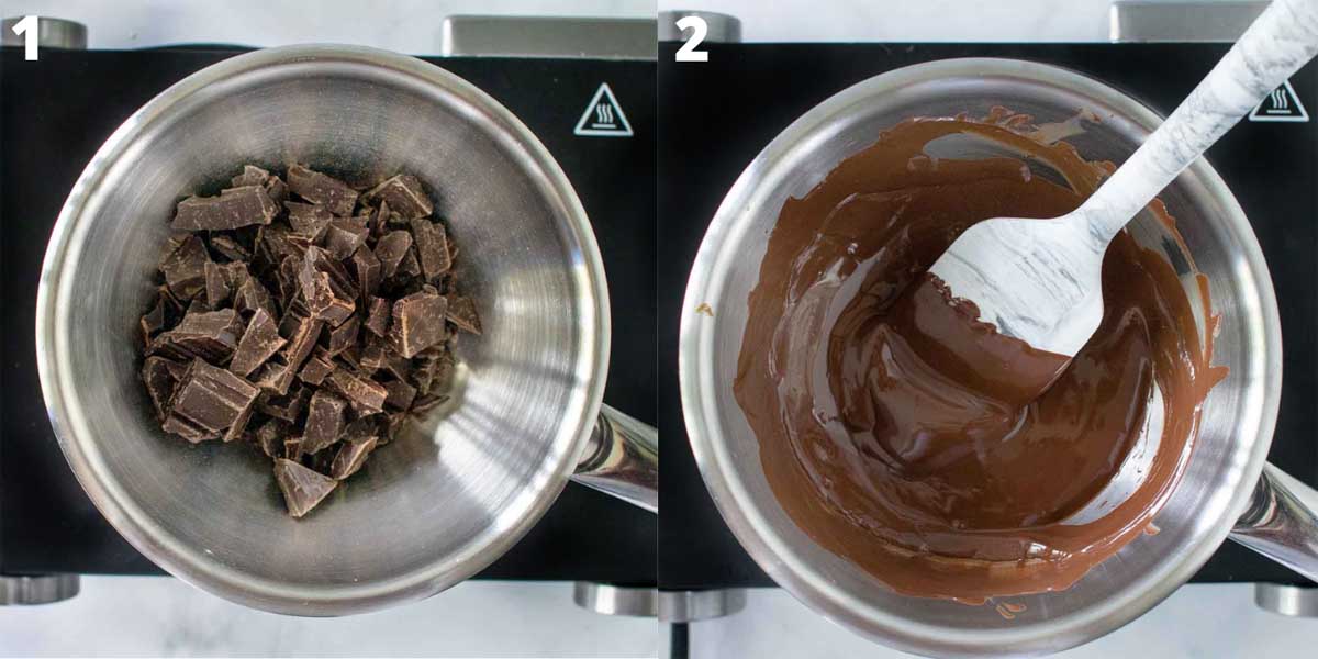 collage showing how to melt chocolate