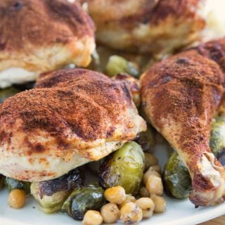 Smoky Roasted Chicken with Brussels Sprouts and Chic Peas