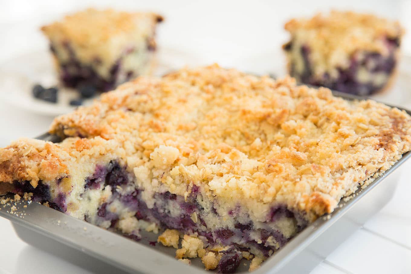 blueberry buckle with key lime syrup