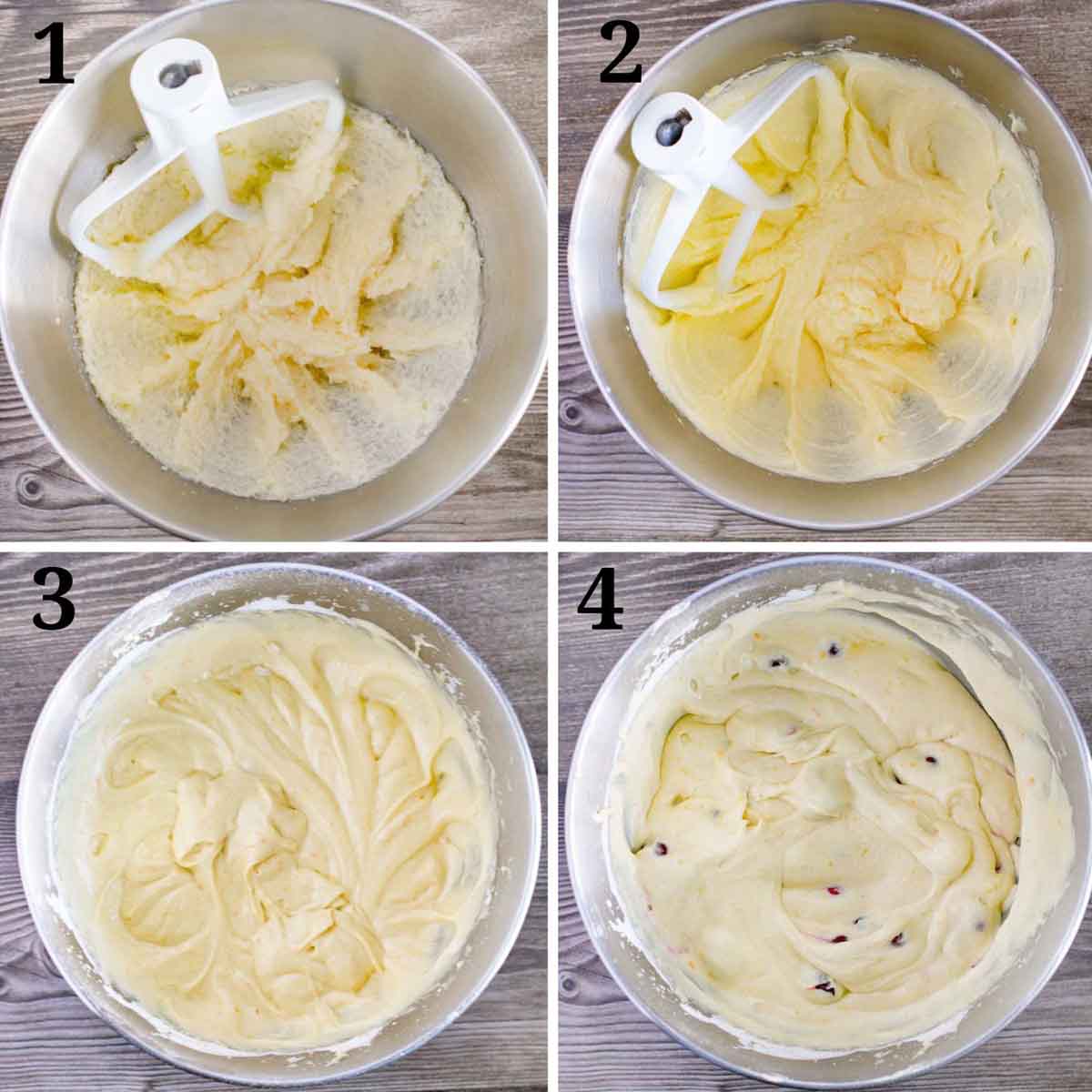 Collage showing how to make batter.