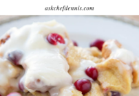 pinterest image for cranberry eggnog btead pudding