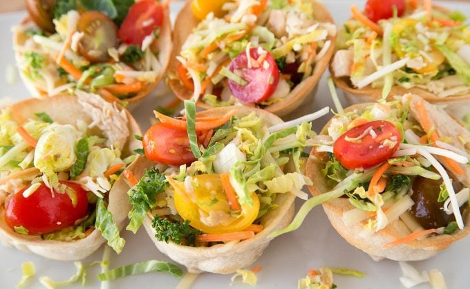 Create Deliciousness and have some fun in your kitchen with my Chicken Taco Cup Salad Recipe!