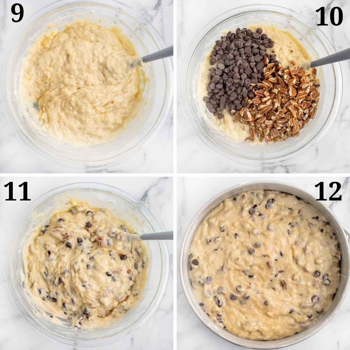 final four images showing to make the banana cake batter