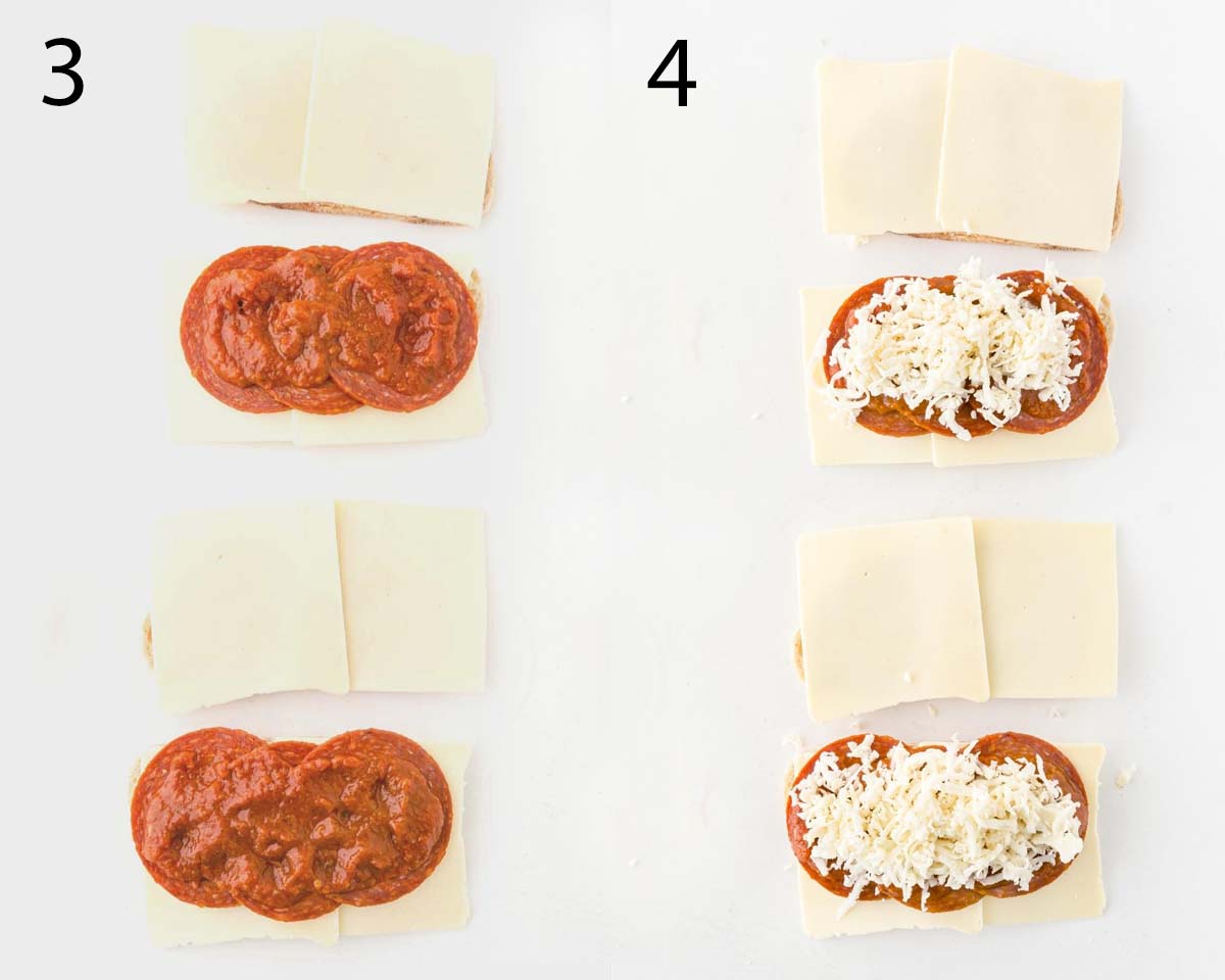two images showing the next two steps in making the sandwiches