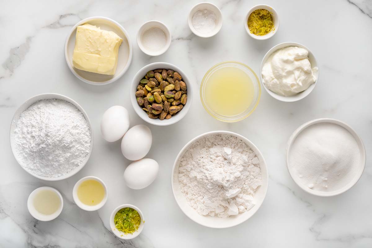 ingredients to make lemon pound cake