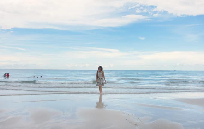 woman walking on the beach 