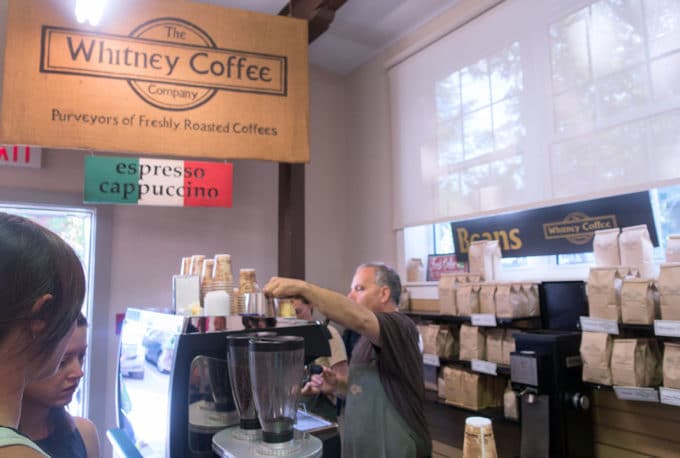 Man making Whitney Coffee at Fredericton Boyce farmers market