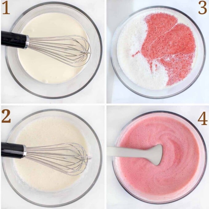 four images showing to make the gelato mix