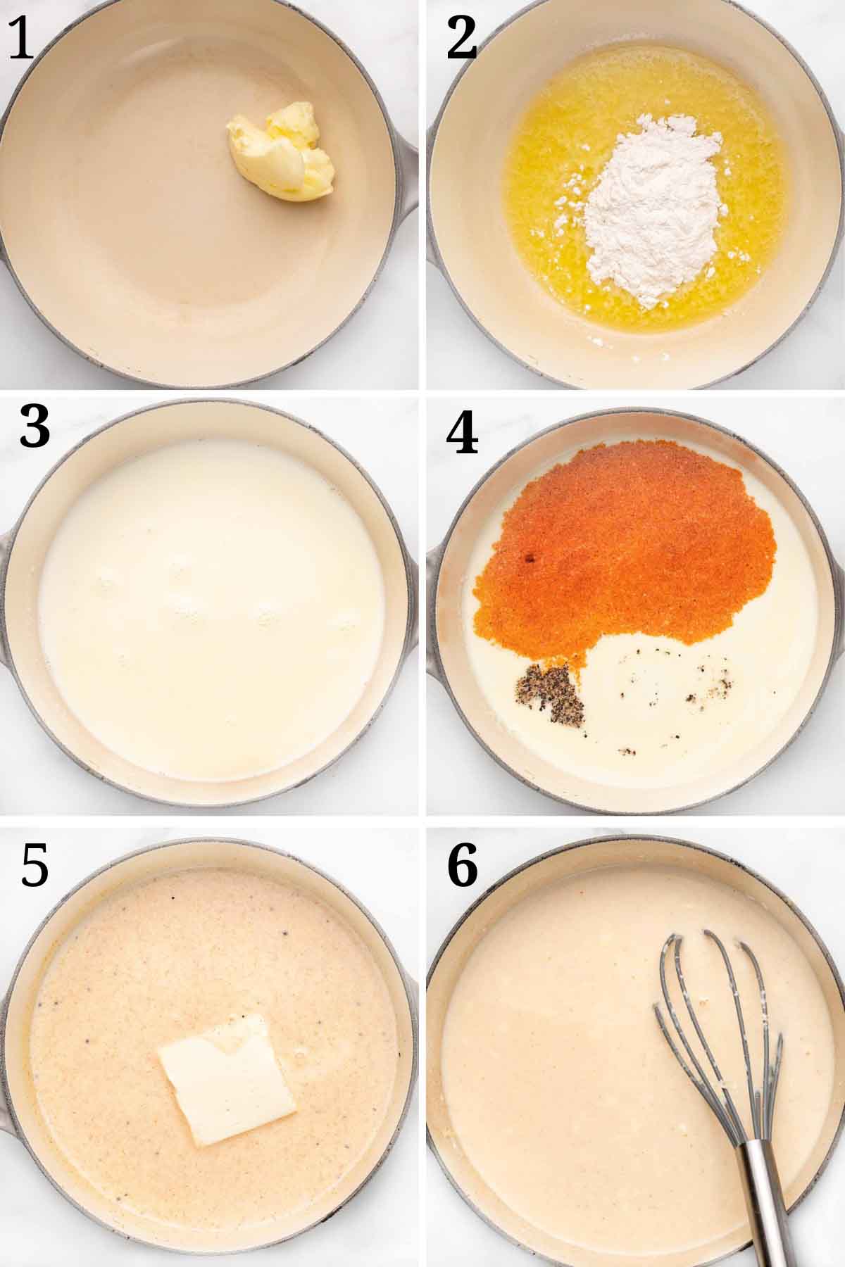 peynir sosu yapmayı gösteren resim kolajı