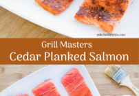 Pinterest image for cedar planked salmon