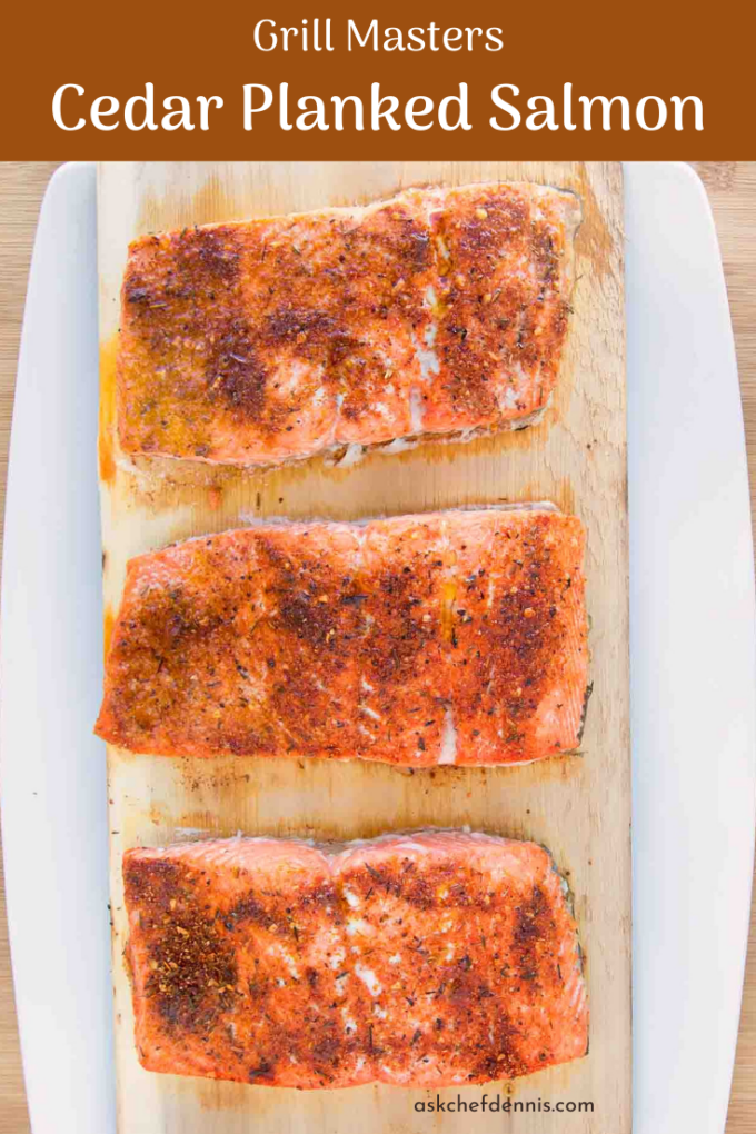 Pinterest image for cedar planked salmon