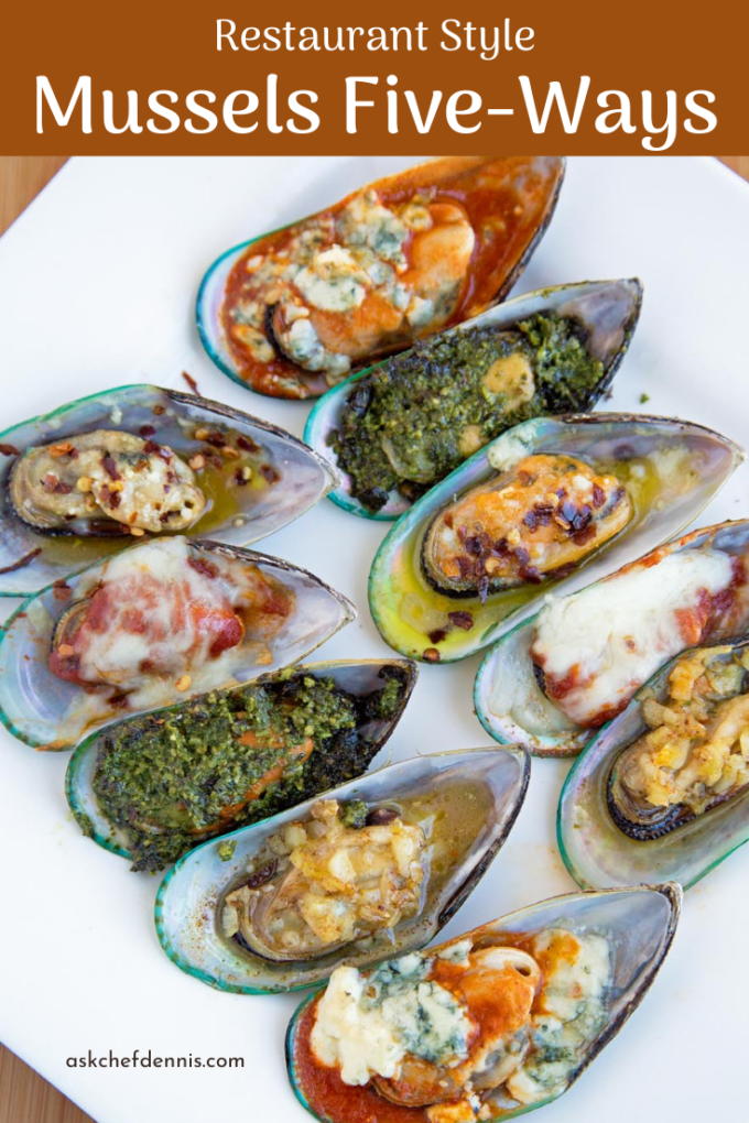 Pinterest image for mussels five-ways