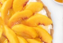 pinterest image for peach tart