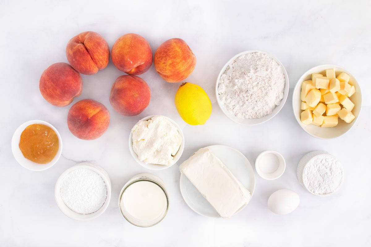 ingredients used to make a no bake peach tart
