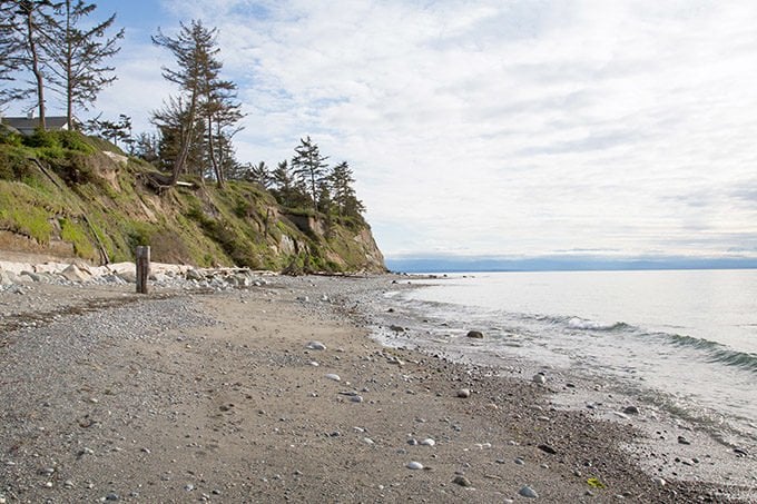 view of the beach and shoreline at Whidbey Island, Washington